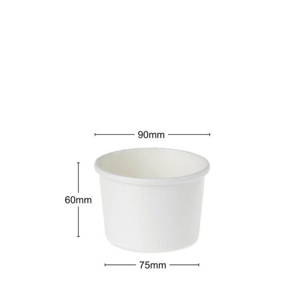 8OZ WHITE SOUP CONTAINER with measurements