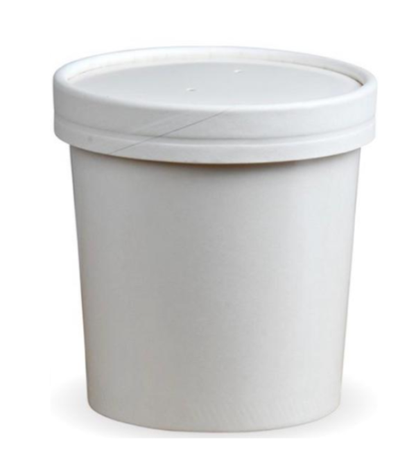 16oz White Soup Container & Lid Combo